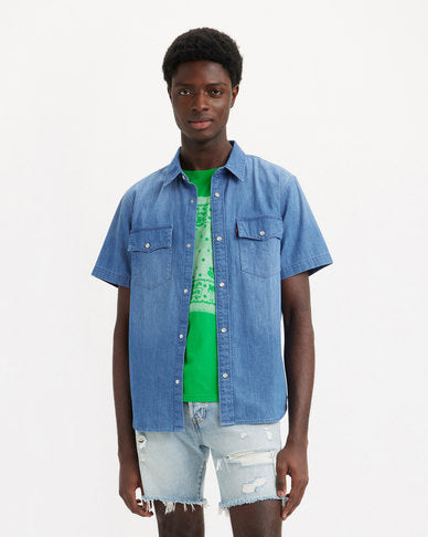 LEVIS A7050-0000 S/S RELAXED FIT WESTERN SHIRT-STNWASH