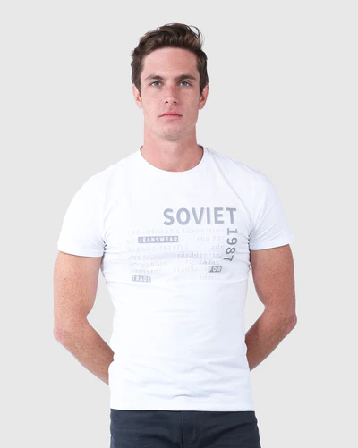 SOVIET SVT8868 M-RACKET S/S FASHION TEE-WHITE