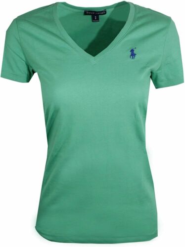 LADIES POLO KELLY V-NECK STRETCH S/S TEE -GREEN