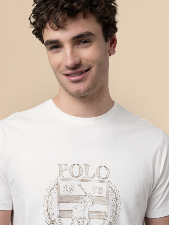 POLO MENS CREST EMBROIDED S/S TEE-WHITE