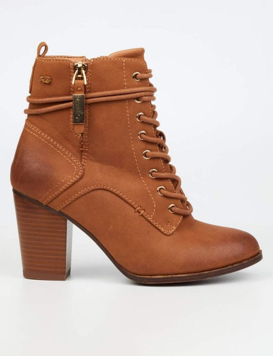 MISS BLACK AHLAM 2 L/UP ANKLE BOOT-TAN