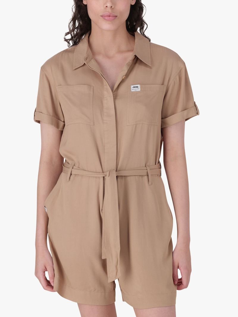 JEEP JLS24042 SHORT ALL WITH BELT JUMPSUIT-BROWN