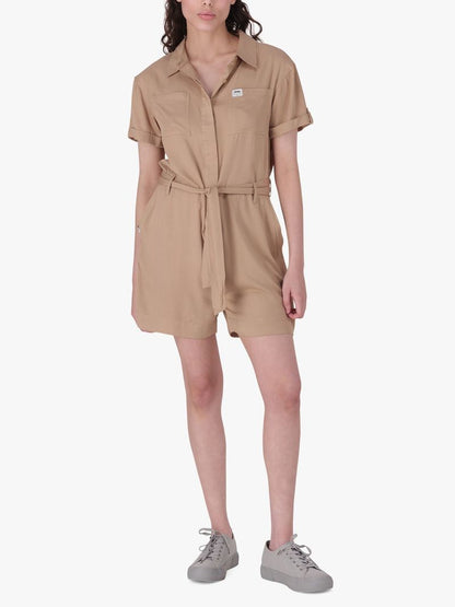 JEEP JLS24042 SHORT ALL WITH BELT JUMPSUIT-BROWN