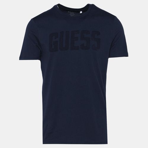 GUESS A56111 BSC FLOCK LOGO C/NECK S/S TEE-NAVY