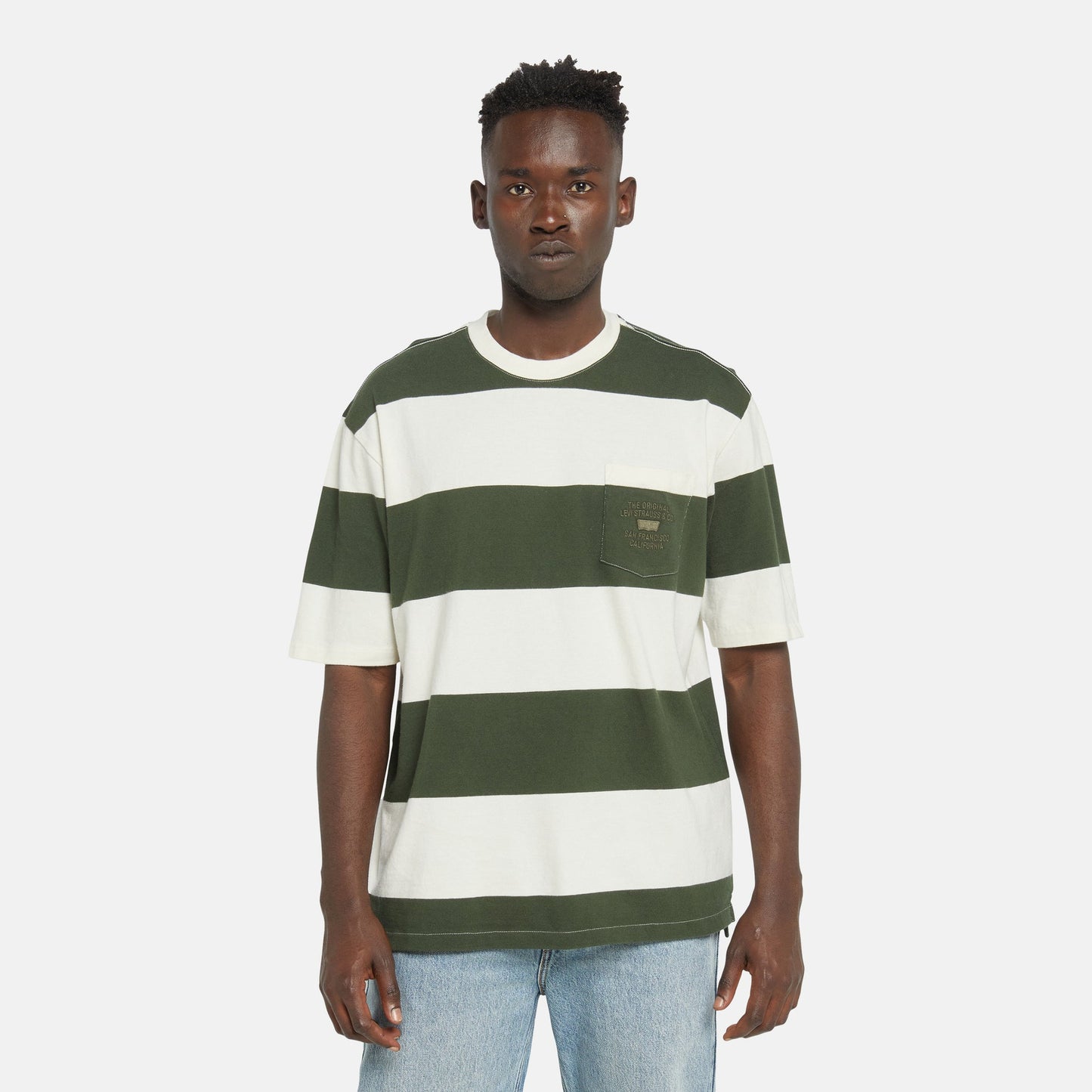 LEVIS 001R8-0000 STEPPED HEM S/S TEE-WHT/GRN