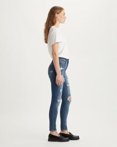 LEVIS A4058-0002 721 HIGH RISE SKINNY TORE IT UP  JEANS-BLUE