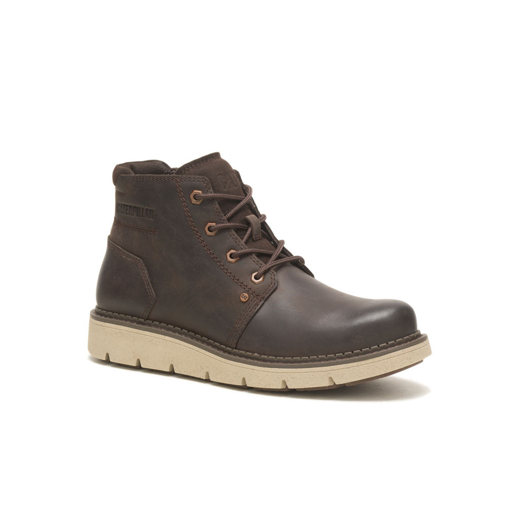 CAT COVERT MID WP LEATHER LACE UP BOOT-DK BROWN