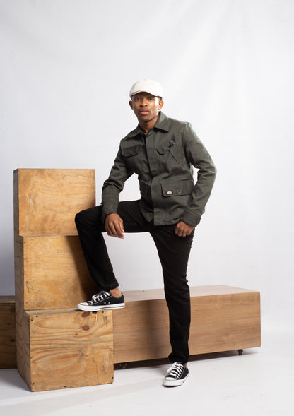 DICKIES M-LINCOLN UTILITY BUTTON DOWN JACKET-OLIVE