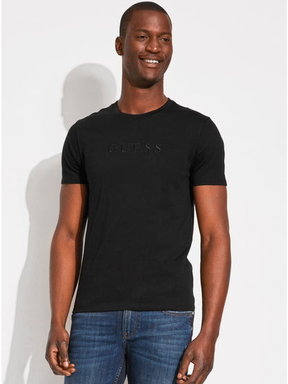 GUESS A58106 S/S PIMA EMB LOGO CREW TEE-JET BLK