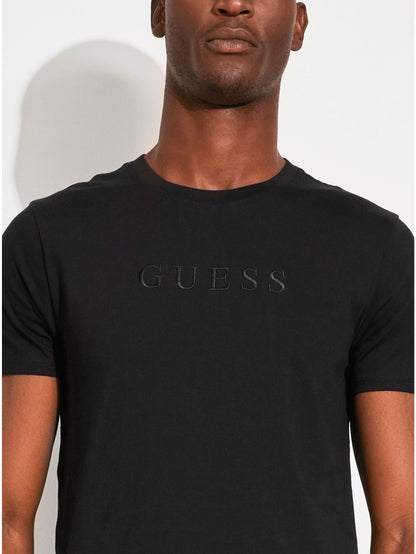 GUESS A58106 S/S PIMA EMB LOGO CREW TEE-JET BLK