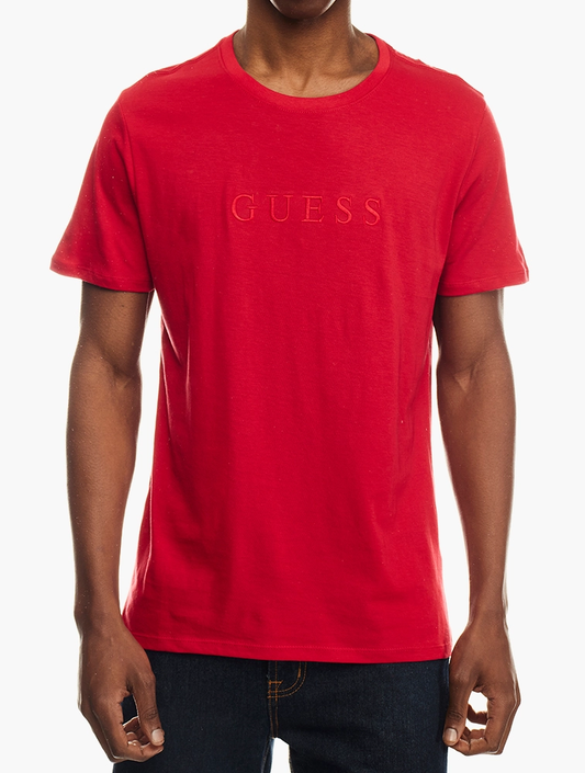 GUESS A58106 S/S PIMA EMB LOGO CREW TEE-RED