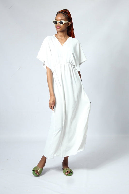 AUTOGRAPH OPT3 LDS KAFTAN MAXI DRESS-WHITE