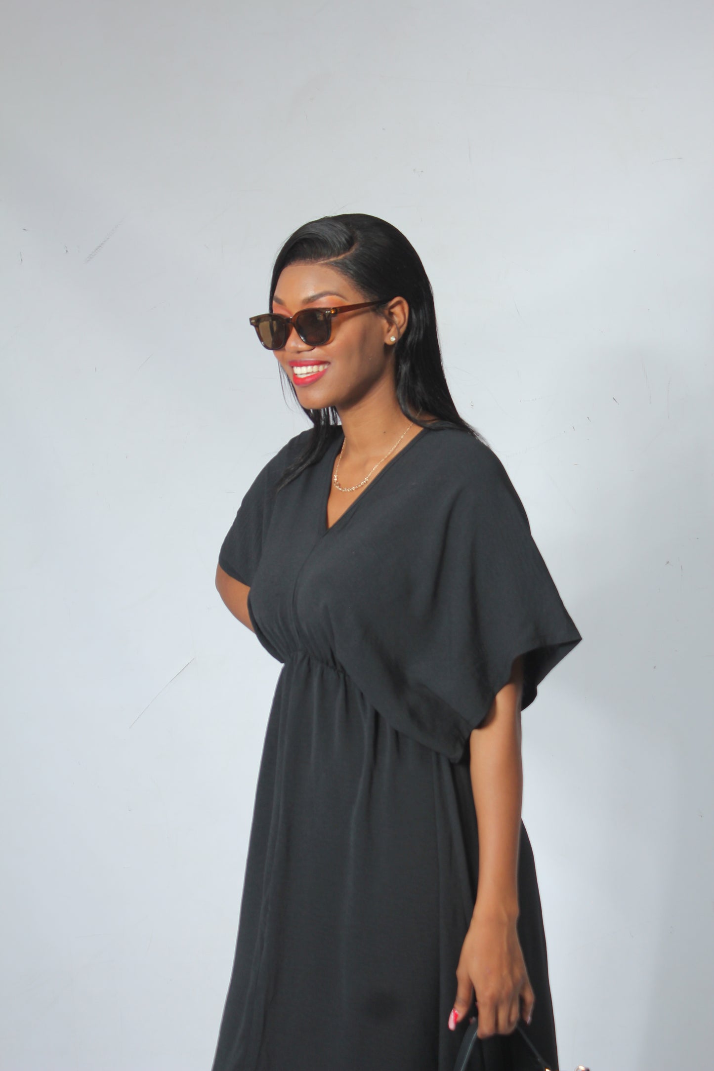 AUTOGRAPH OPT3 LDS KAFTAN MAXI DRESS-BLACK