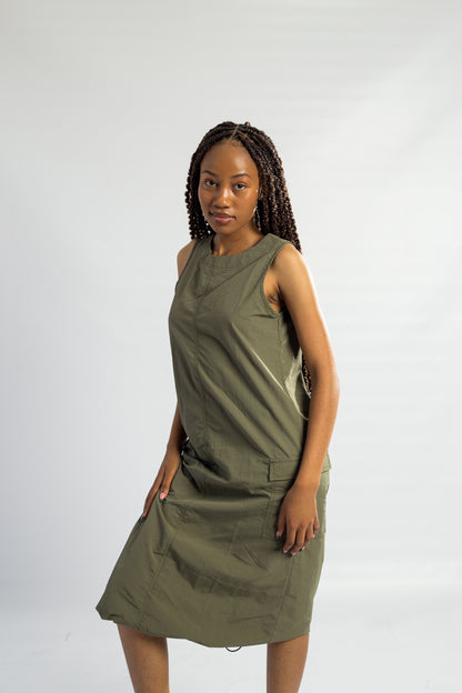 MISS K LD96128 UTILITY DRESS WTH DRAWSTRINGS-FATIGUE