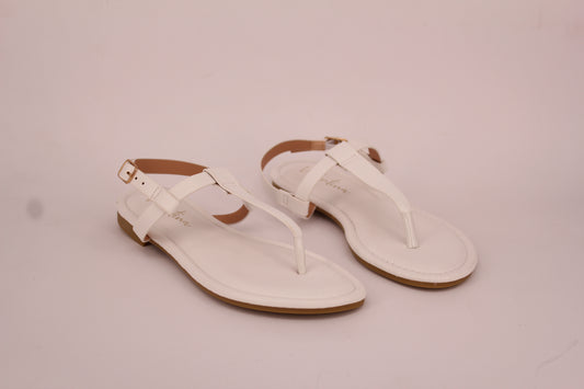 VALENTINA HX3  LADIES FLAT THONG SLINGBACK SANDAL-WHITE