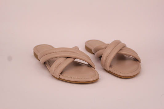 VALENTINA HX-B8 LADIES FLAT PADDED CROSS OVER PUSH IN -TAUPE