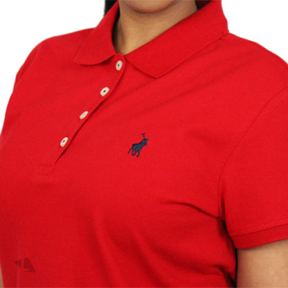 LADIES POLO MARGOT SS ESSENTIAL SML PONY GOLFER -RED