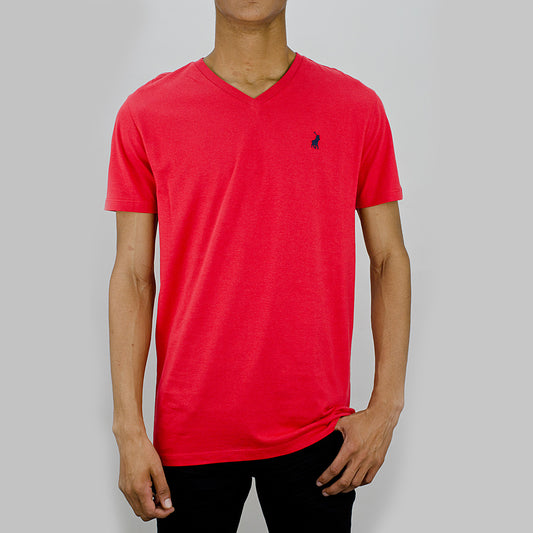 POLO M-MICHAEL PLAIN S/S V/NECK TEE-RED