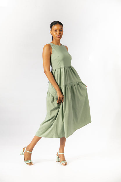 AUTOGRAPH OPT1 SLEEVELESS TIRED DRESS(FS1915)-SAGE