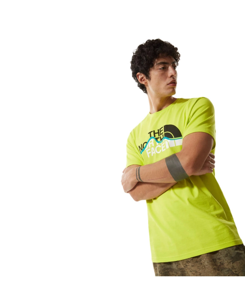 THE NORTH FACE 7X1N M-MOUNTAIN LINE S/S TEE-LT GREEN