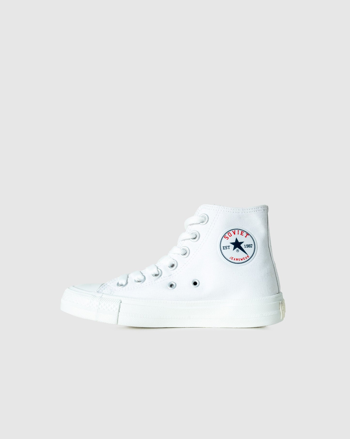 SOVIET LDS VIPER HI L/UP CNVS SHOE-WHITE MONO