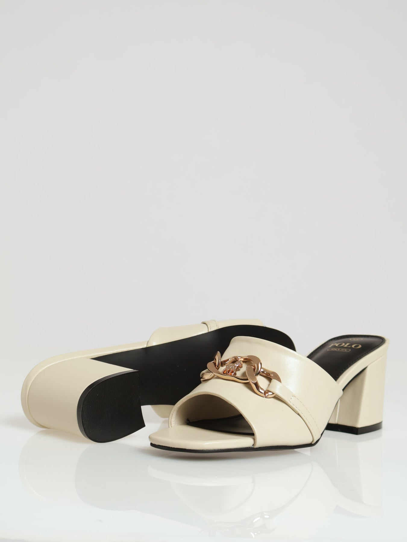 POLO LADIES 4335 TRIM MULE SANDAL-CREAM