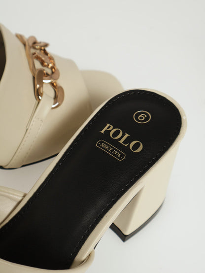 POLO LADIES 4335 TRIM MULE SANDAL-CREAM