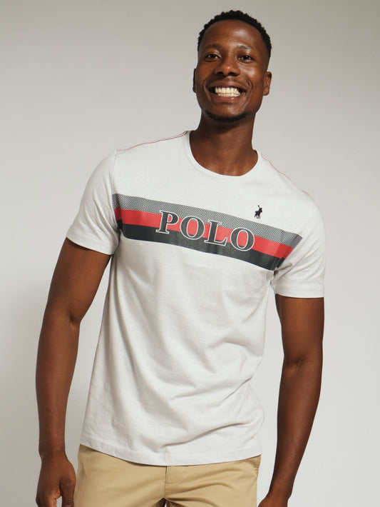 POLO M-PETER S/S LOGO PRINTED TEE-GREY