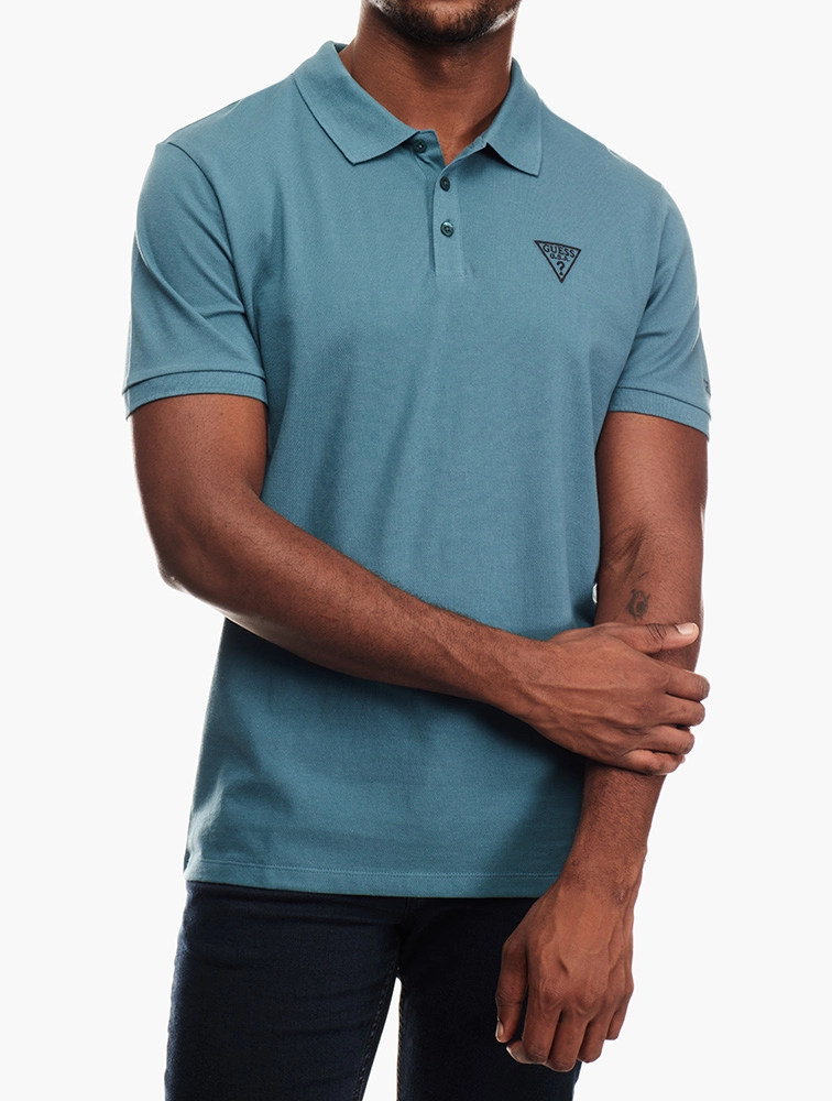 GUESS FA54225 MAN REP SLIM FIT S/S GOLFER-TEAL