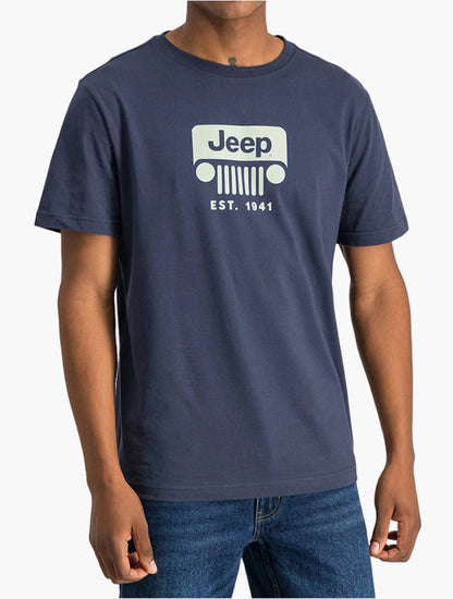 MENS JEEP NAVY JMIC23212 S/S CREW NECK WITH ICONIC JEEP GRILLE PRINT-NAVY