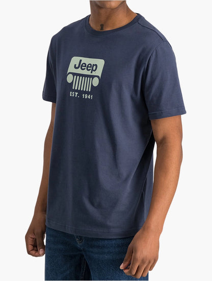 MENS JEEP NAVY JMIC23212 S/S CREW NECK WITH ICONIC JEEP GRILLE PRINT-NAVY