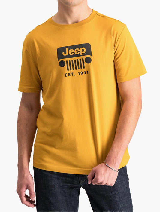 MENS JEEP NAVY JMIC23212 S/S CREW NECK WITH ICONIC JEEP GRILLE PRINT-YELLOW