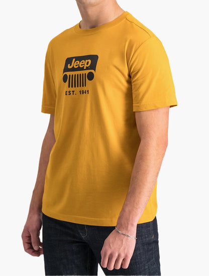 MENS JEEP NAVY JMIC23212 S/S CREW NECK WITH ICONIC JEEP GRILLE PRINT-YELLOW