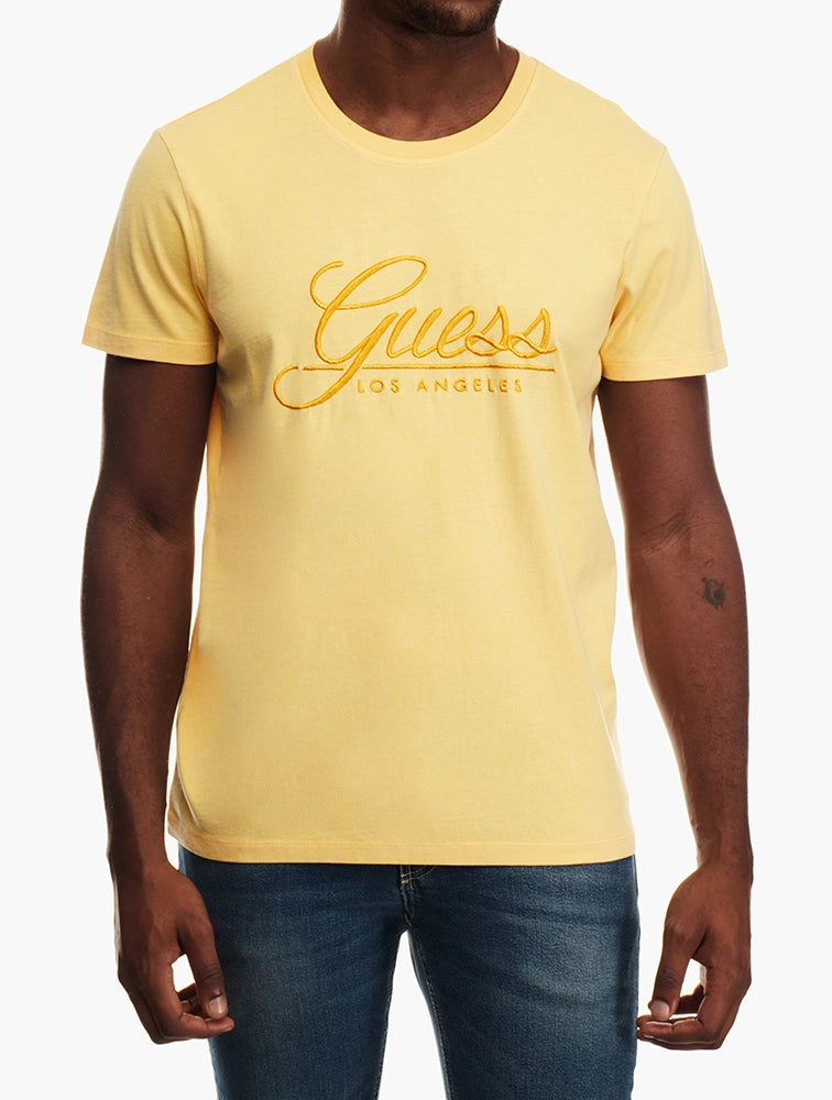 MENS GUESS YELLOW A70108 BARRY CN S/S TEE-YELLOW