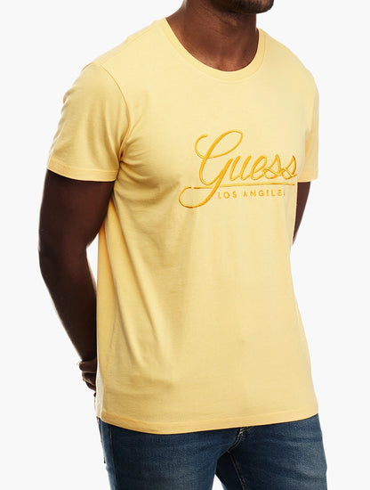 MENS GUESS YELLOW A70108 BARRY CN S/S TEE-YELLOW