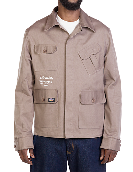 DICKIES M-LINCOLN UTILITY BUTTON DOWN JACKET-TOBACCO