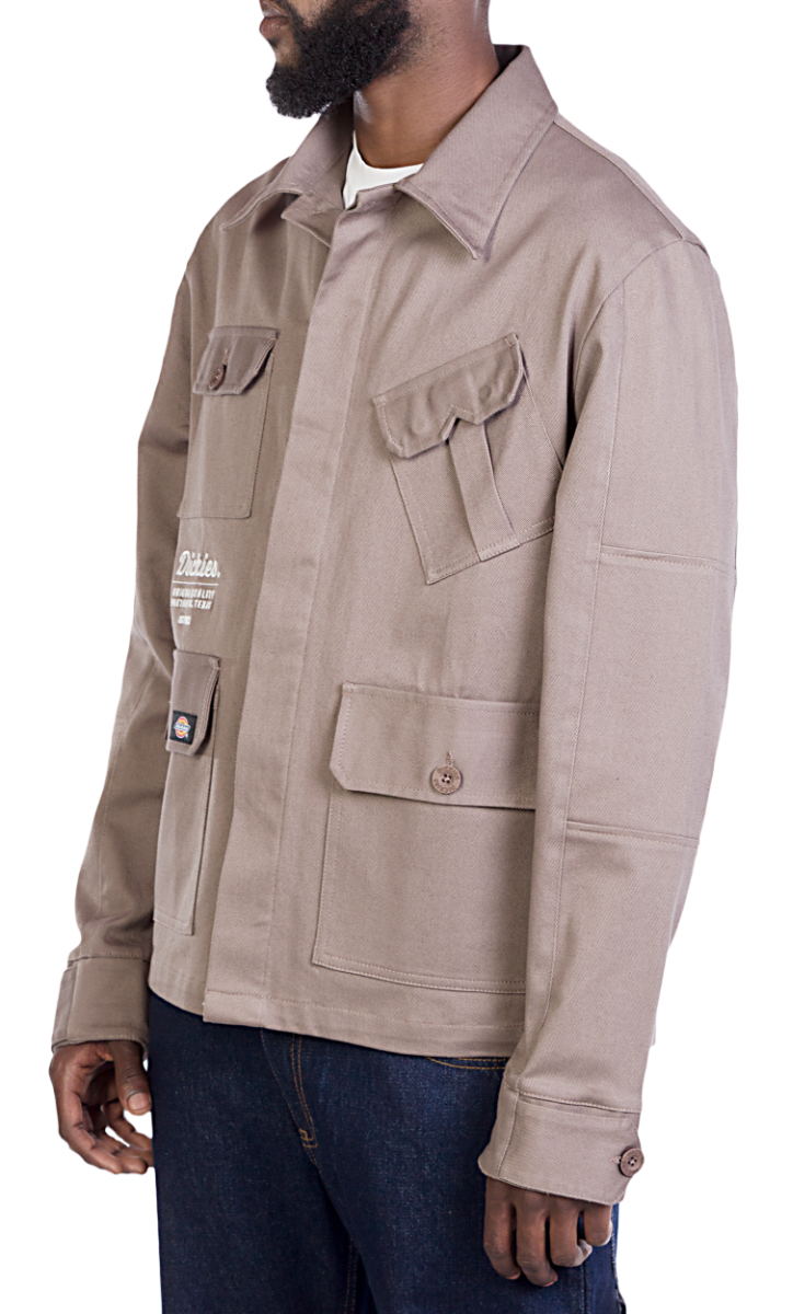 DICKIES M-LINCOLN UTILITY BUTTON DOWN JACKET-TOBACCO