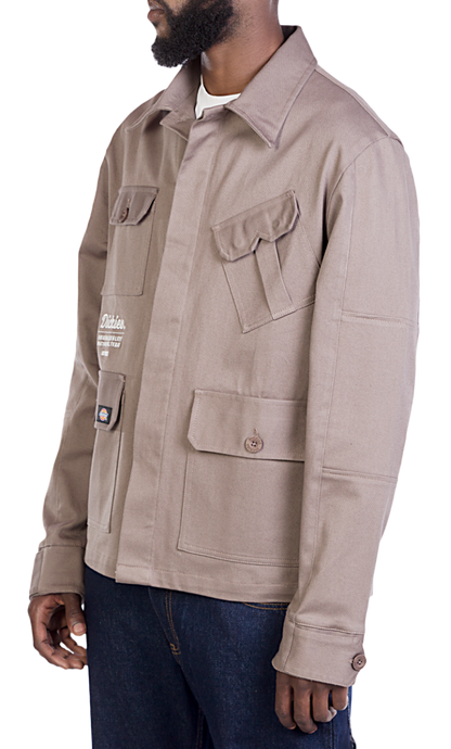 DICKIES M-LINCOLN UTILITY BUTTON DOWN JACKET-TOBACCO