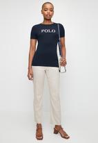 POLO ASHA EMBROIDERED SS TEE-NAVY