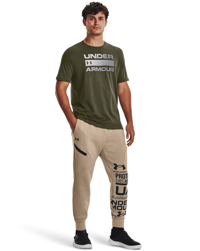 UNDER ARMOUR 1329582 UA TEAM ISSUE WORDMARK S/S TEE-OLIVE