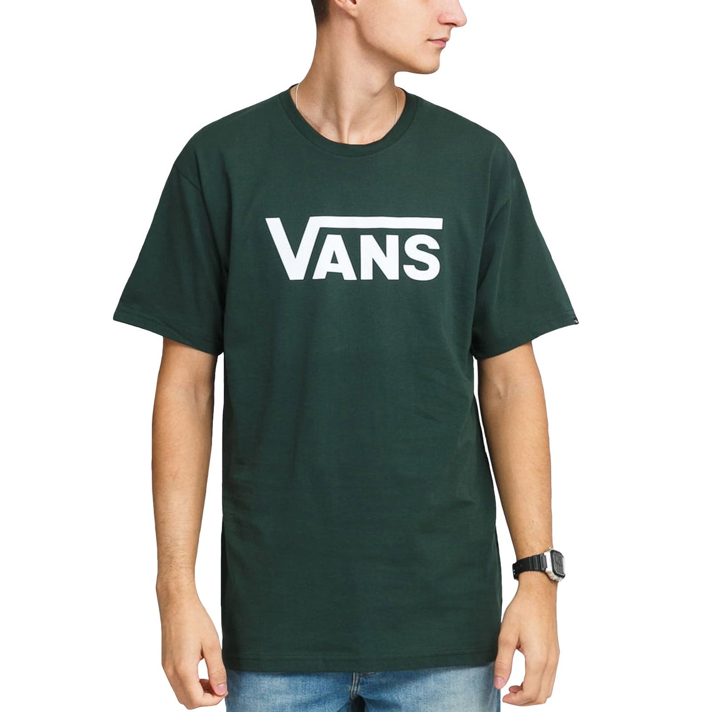 VANS VN000GGG M- CLASSIC S/S TEE-GRN/WHT