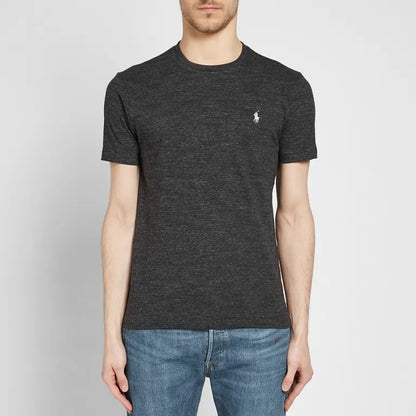 POLO C/NECK S/S TEE-CHARCOAL